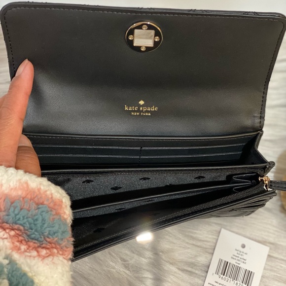 Kate Spade Black Smooth Quilted Large Turn Lock Wallet - Picture 11 of 11